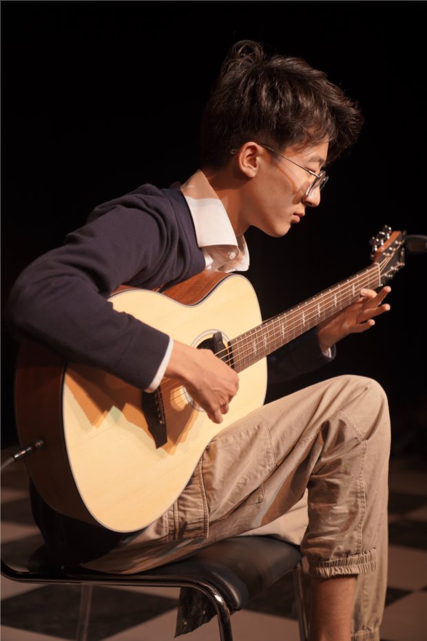 Close-up of a contestant performing